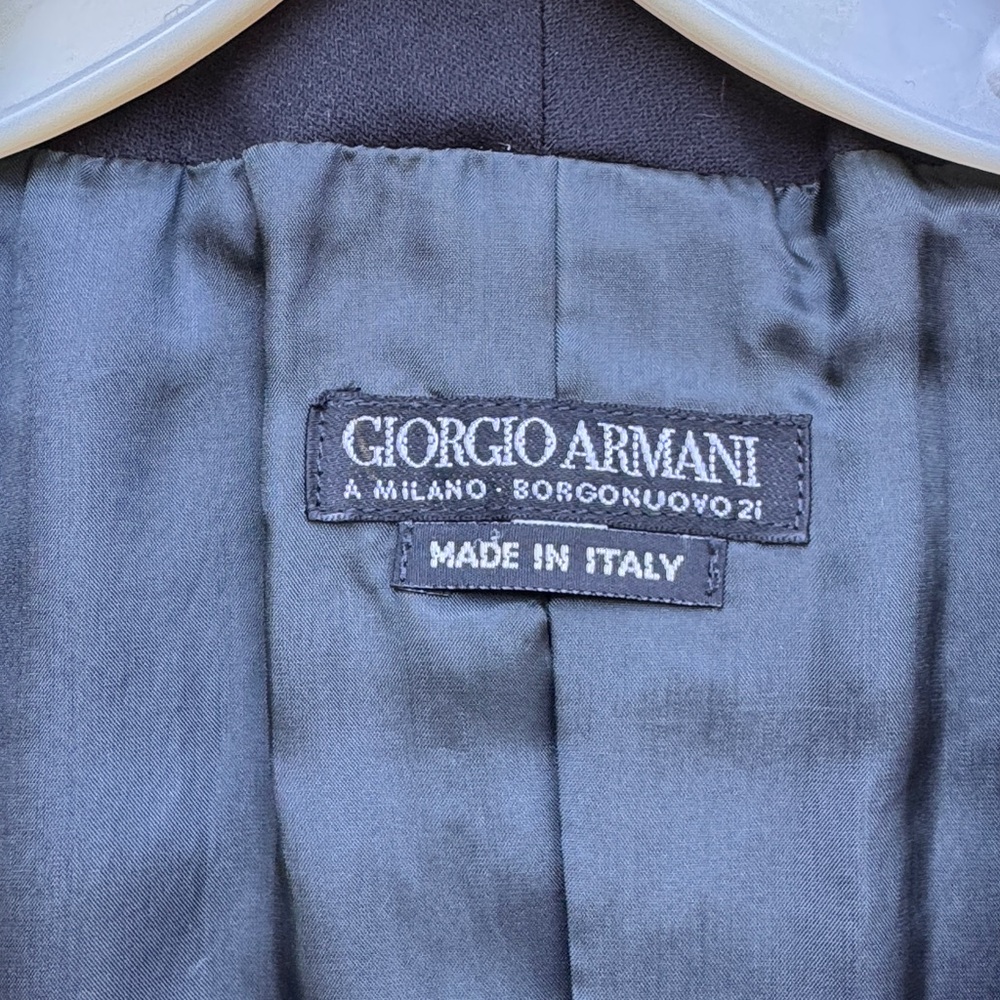 GIORGIO ARMANI BLACK COTTON DOUBLE BREASTED LINED BLAZER JACKET SIZE EU48 US12 - Picture 3 of 10